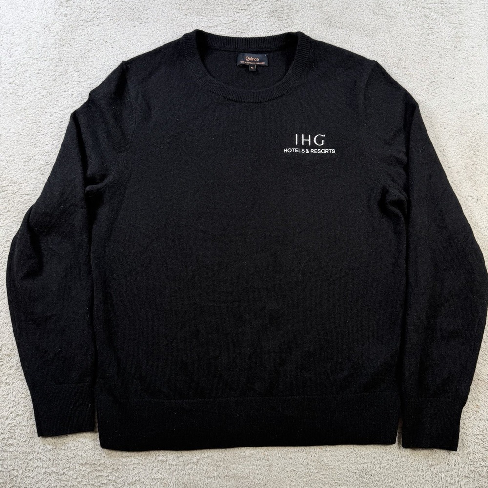 Quince Sweater Womens Medium Black 100% Cashmere Mongolian Crewneck Lightweight